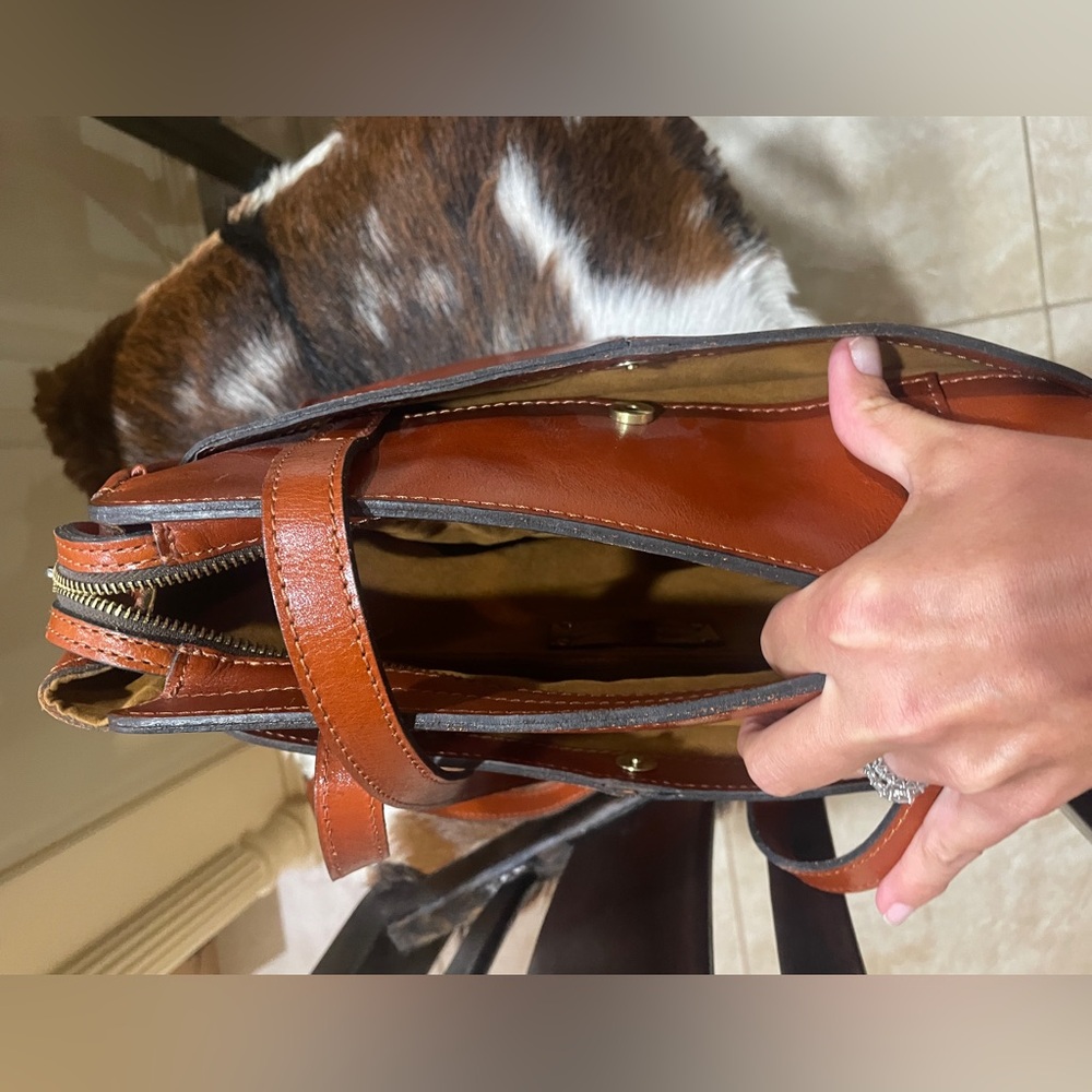 Patricia Nash brown leather satchel handbag bag purse tote - Picture 2 of 8